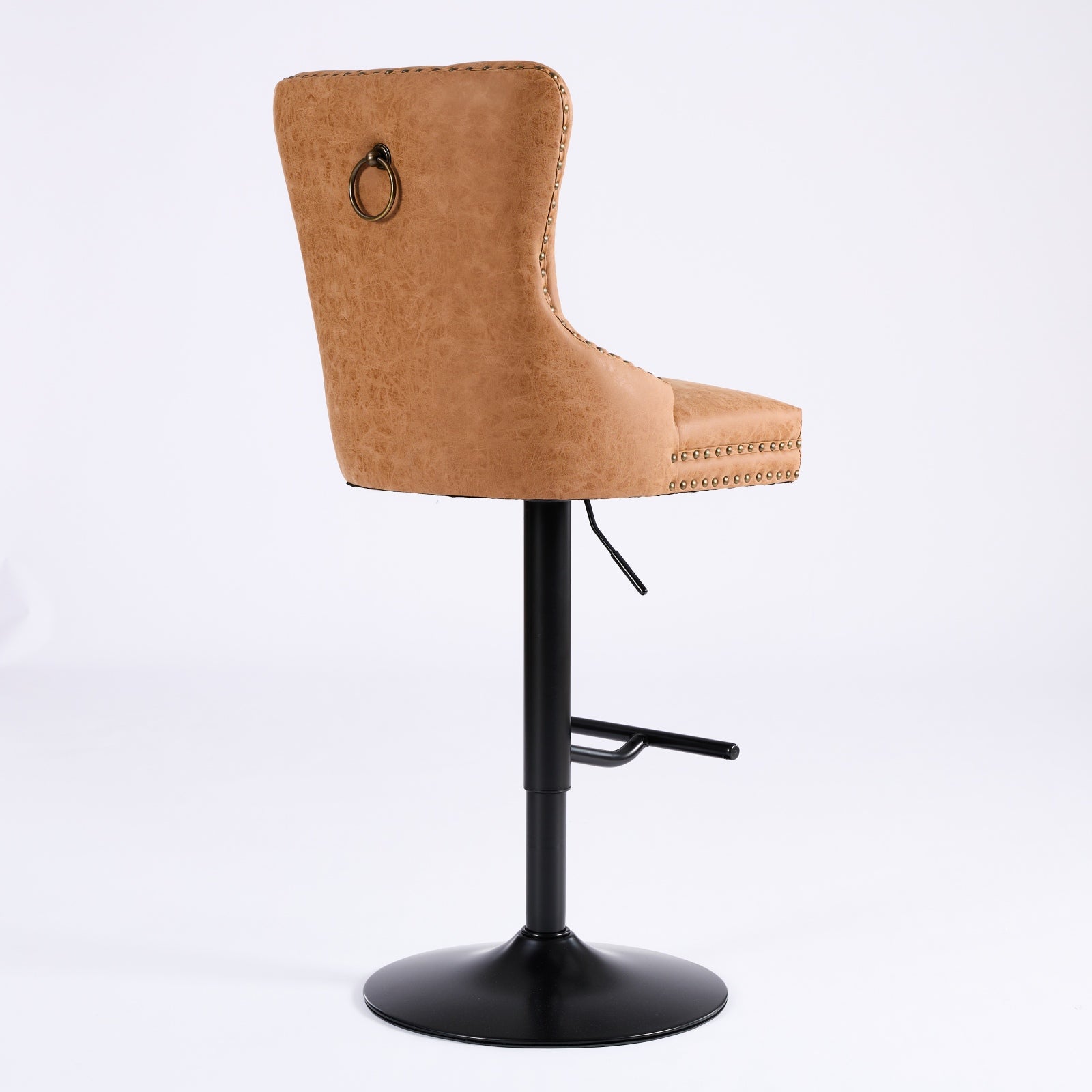 Tabouret de bar rotatif vintage en PU, hauteur d'assise réglable de 25 à 33 pouces, tabouret de bar moderne (orange, ensemble de 2 pièces)