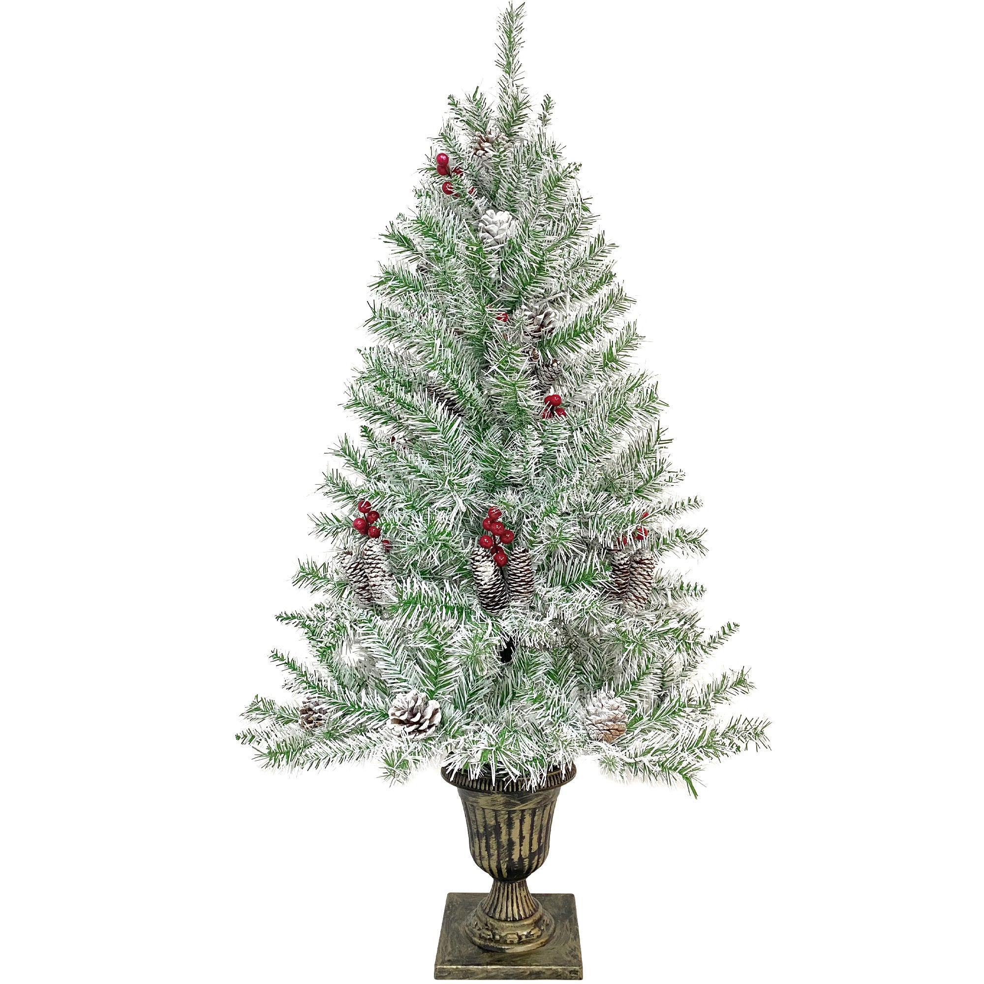 Sapin de Noël artificiel pré-éclairé, ensemble de 4 pièces, guirlande, couronne et ensemble de 2 arbres d'entrée de Noël