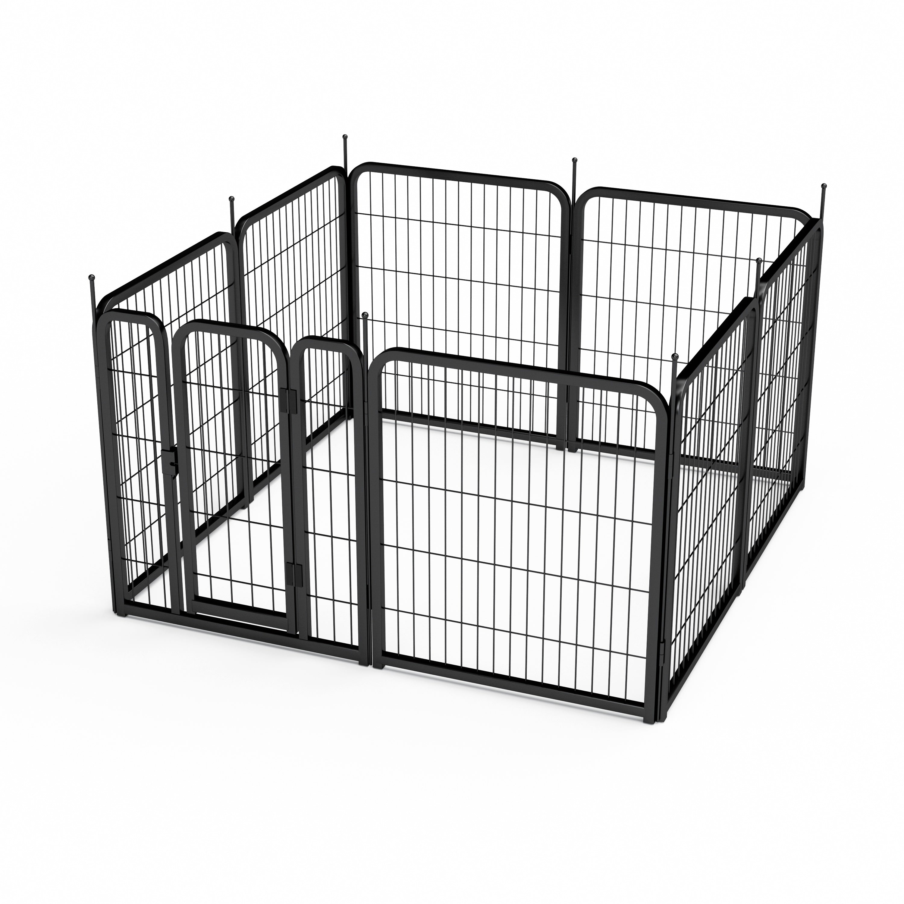 Clôture d'extérieur pour chien, 8 panneaux. Clôture portable pour animaux de compagnie de 79 cm de long. Noire, 67 cm de large x 80 cm de haut.