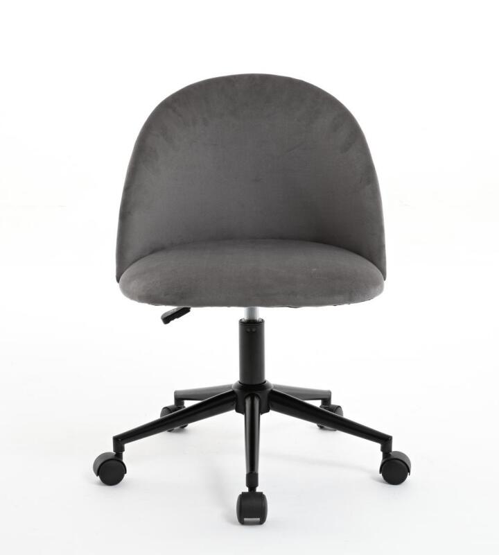 Chaise de bureau en tissu velours, chaise d'ordinateur pivotante réglable à dossier moyen, pieds noirs, chaise de bureau rembourrée avec roulettes