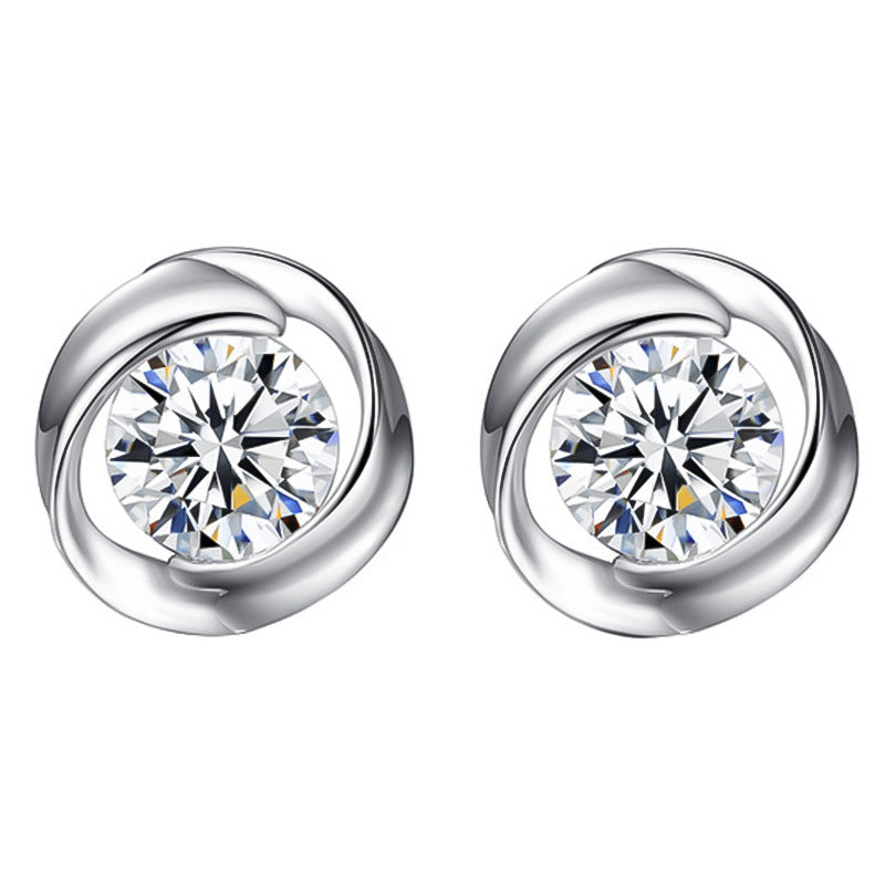 Boucles d'oreilles en argent pur S925 avec boucles d'oreilles en forme de pétale, boucles d'oreilles en forme de mini trèfle rose minimaliste coréenne pour femmes