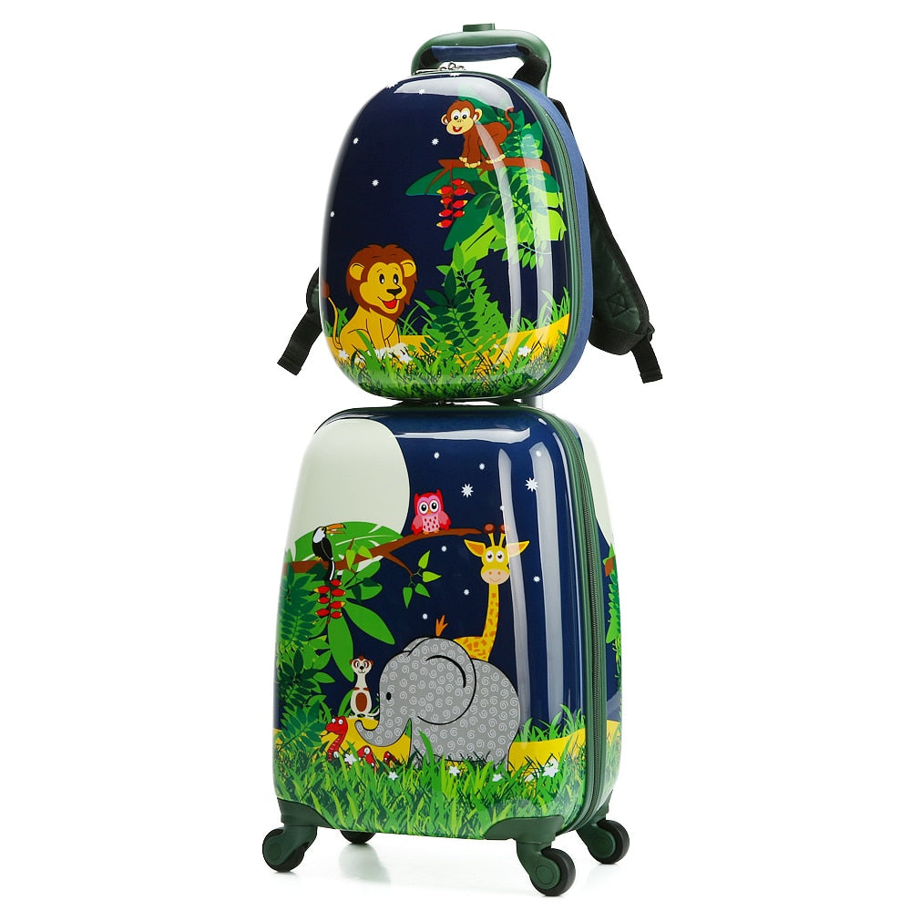 Letrend Ensemble de valises à roulettes pour enfants avec motif animal mignon
