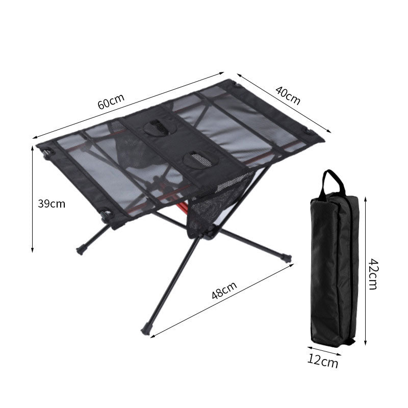 Table pliante ultra légère pour camping en plein air, camping-car, barbecue portable, pique-nique, trou pour tasse, sac pour téléphone portable, petite table