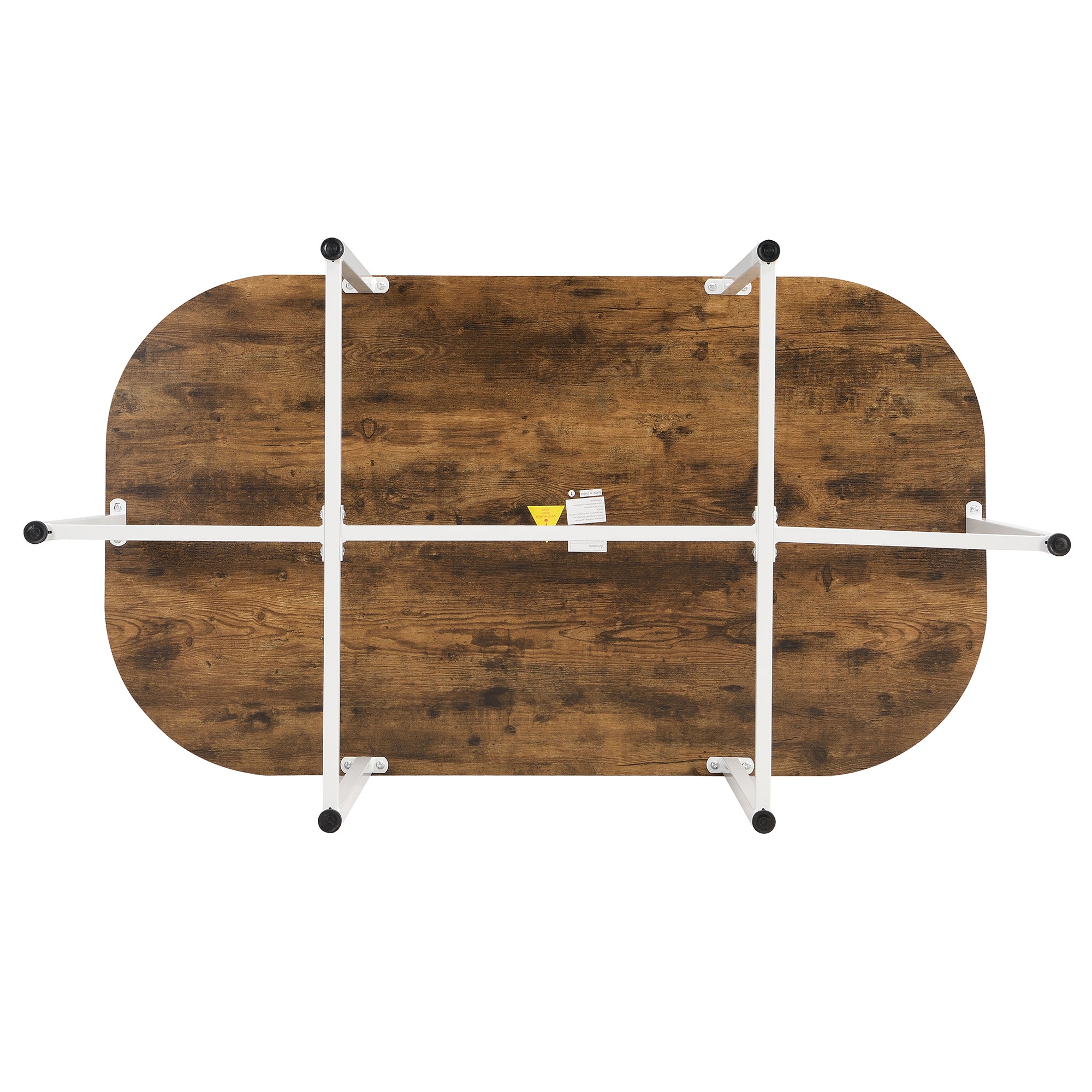 TOPMAX Modern 7-Piece Dining Table Set with Faux Marble Compact 55Inch Kitchen Table Set for 6 White+Cherry