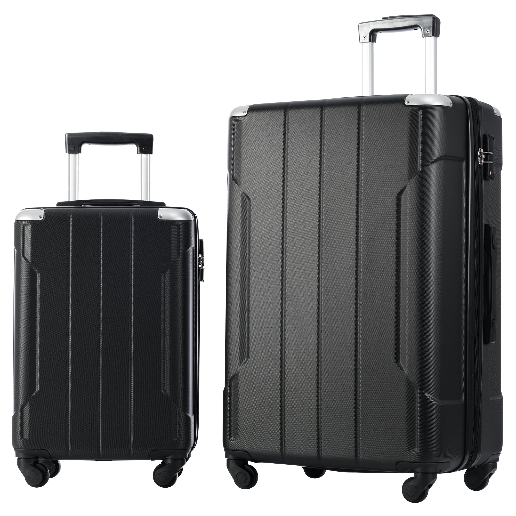 Ensemble de 3 valises rigides à roulettes avec serrure TSA, légères, 50,8 cm, 61 cm, 71 cm, noires et ABS