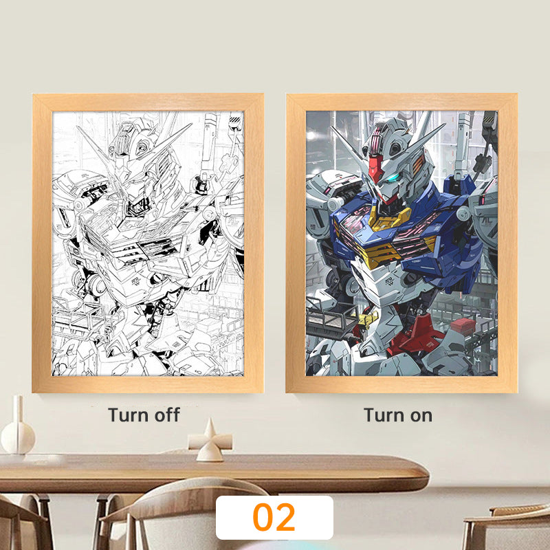 Lampe de lune à LED avec peinture lumineuse animée Kyojuro Rengoku Kimetsu Demon Slayer, cadre photo pour décoration murale de chambre, cadeaux Hoom Deco No Yaiba