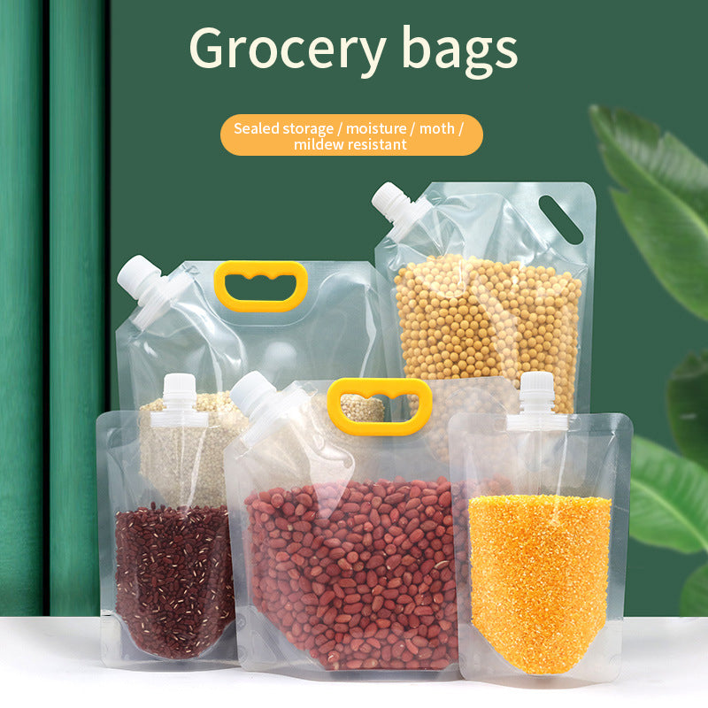 5/10pcs Grain Storage Bag Transparent Self-Supporting Nozzle Bag Sealed Storage Bag
