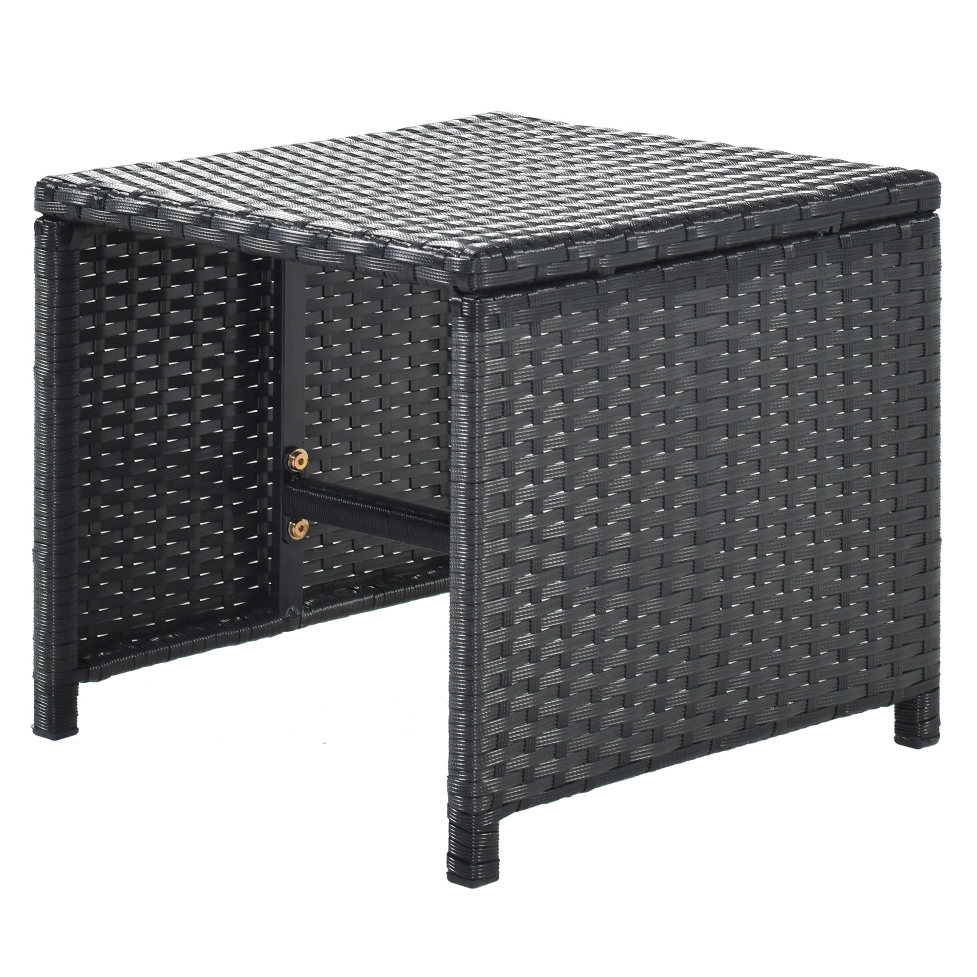 Ensemble de salle à manger TOPMAX Patio en osier PE toutes saisons avec plateau en bois pour 8 personnes, rotin noir et coussin beige (9 pièces)