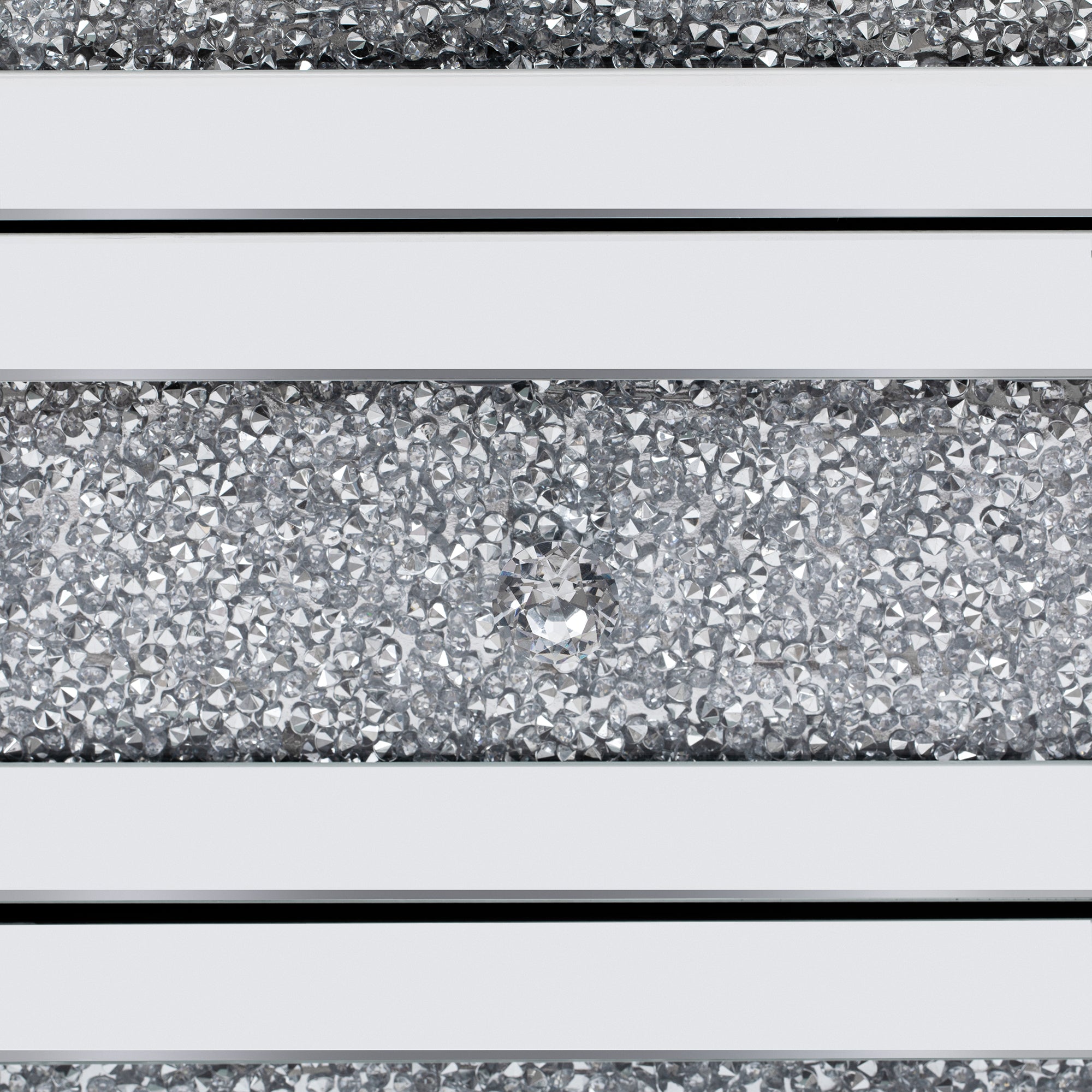 Table basse rectangulaire argentée miroir U-Can 15,7" W avec fonction de chargement sans fil et USB, lumières LED, poignée de style cristal
