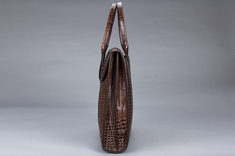 Sacoche pour ordinateur portable en cuir motif crocodile pour homme