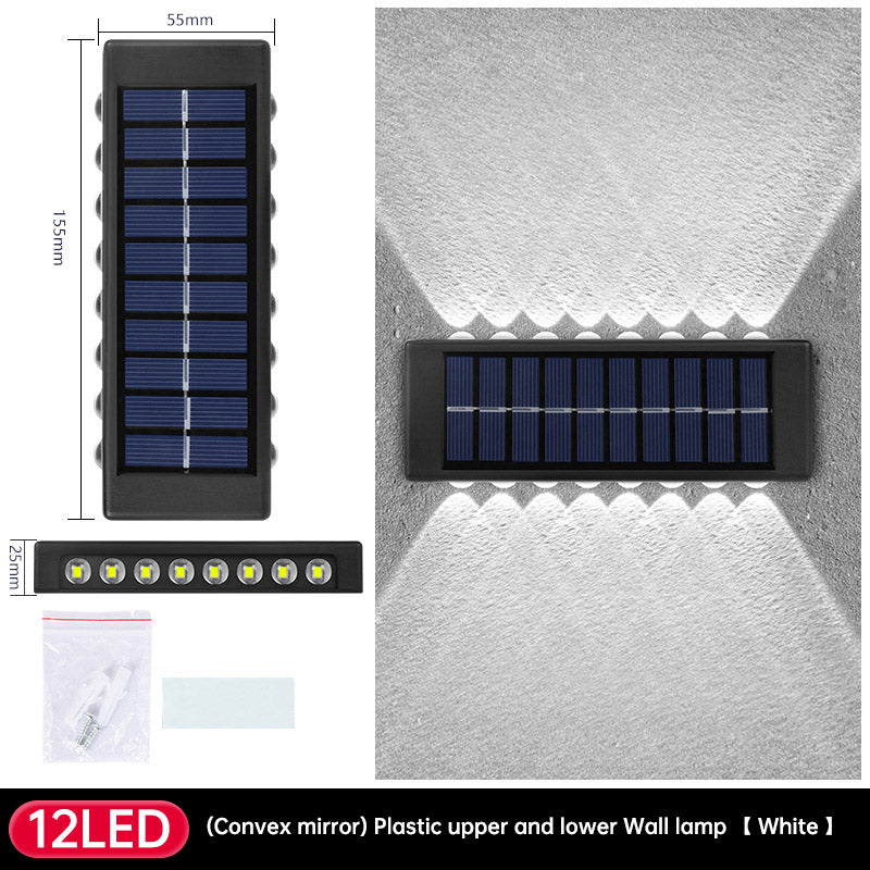 Solar Dual Head Wall Lamp, Outdoor Courtyard Lamp, Waterproof, Outdoor Upper and Lower Emitting Wall Courtyard Lamp