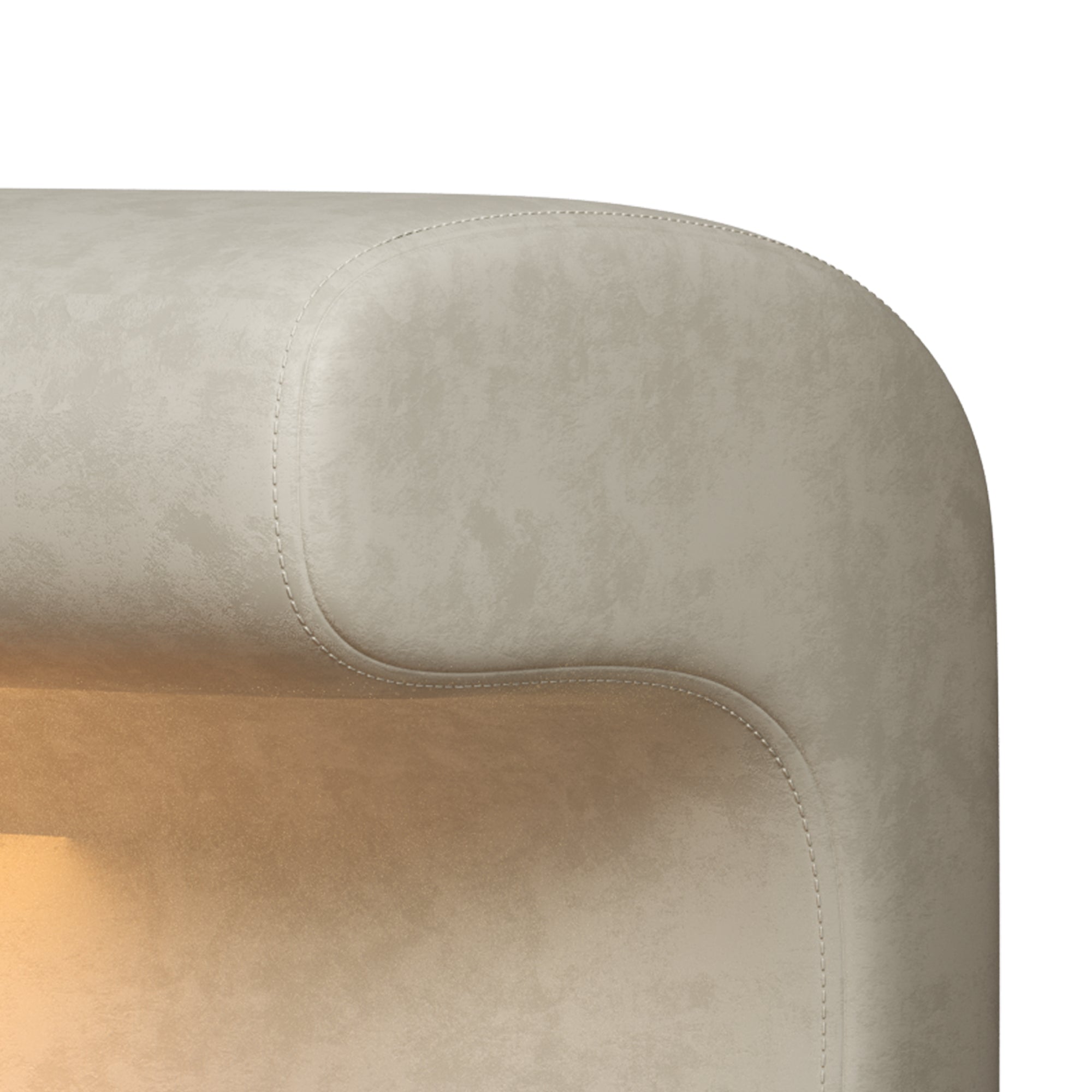Banc d'entrée ottoman rembourré en cuir avec lumière à capteur LED pour salon, chambre, bout de lit, beige