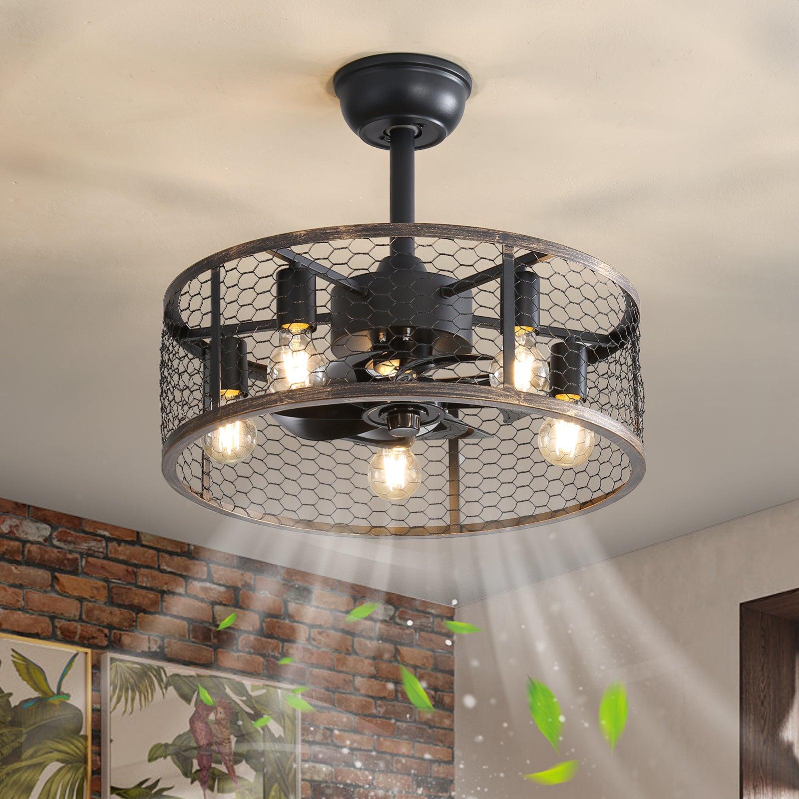 Ventilateur de plafond classique de 19,7 pouces avec lumière
