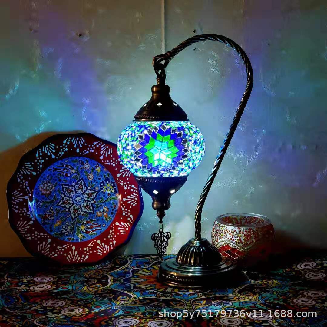 Table de chevet en mosaïque rétro marocaine exotique, coiffeuse Little Swan Cafe, table basse, lampe décorative