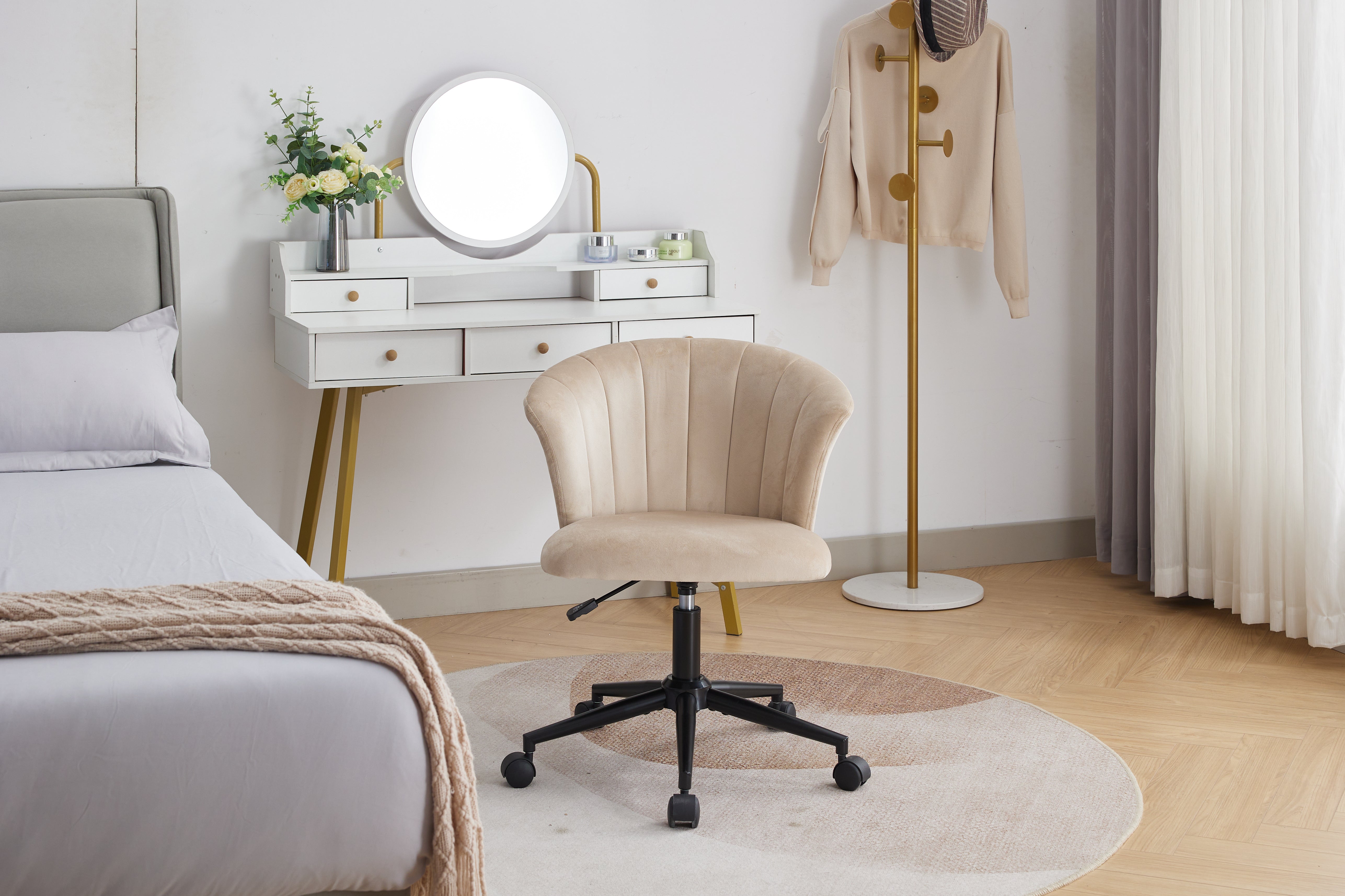 Chaise de bureau pivotante en velours en forme de fleur pour la maison, le bureau ou la chambre à coucher