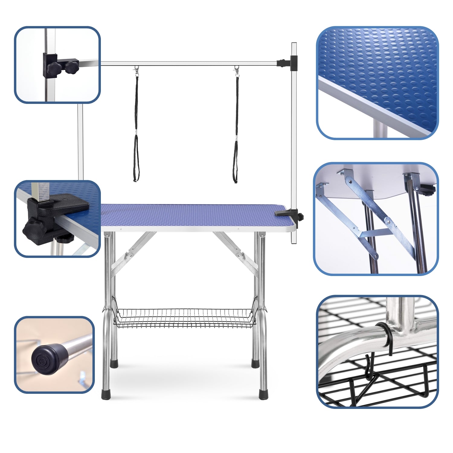 Table de toilettage grande taille 46" pour chien et chat avec bras réglable et pinces Grande table de toilettage robuste pour animaux