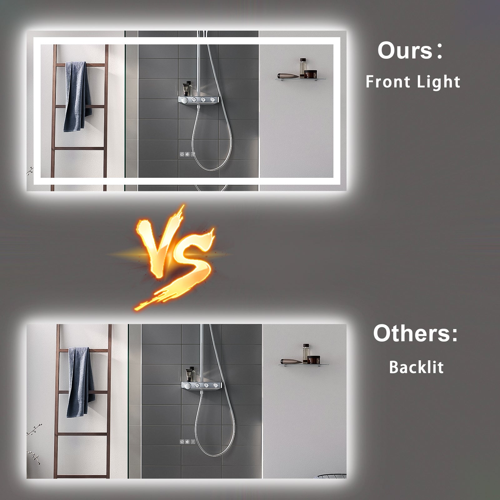 Miroir de salle de bain à LED 72 x 36 pouces avec éclairage, antibuée et variateur d'intensité. Miroir de salle de bain à LED