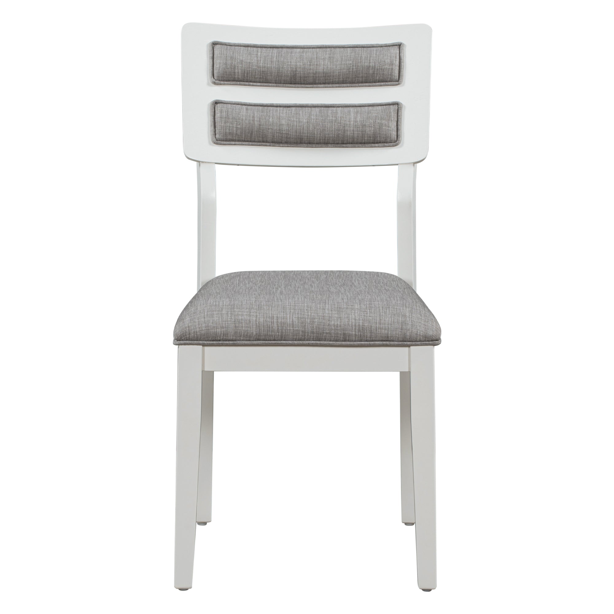 Ensemble de salle à manger TREXM de style classique et traditionnel, 6 pièces, comprenant une table à manger, 4 chaises rembourrées et un banc (blanc et gris)