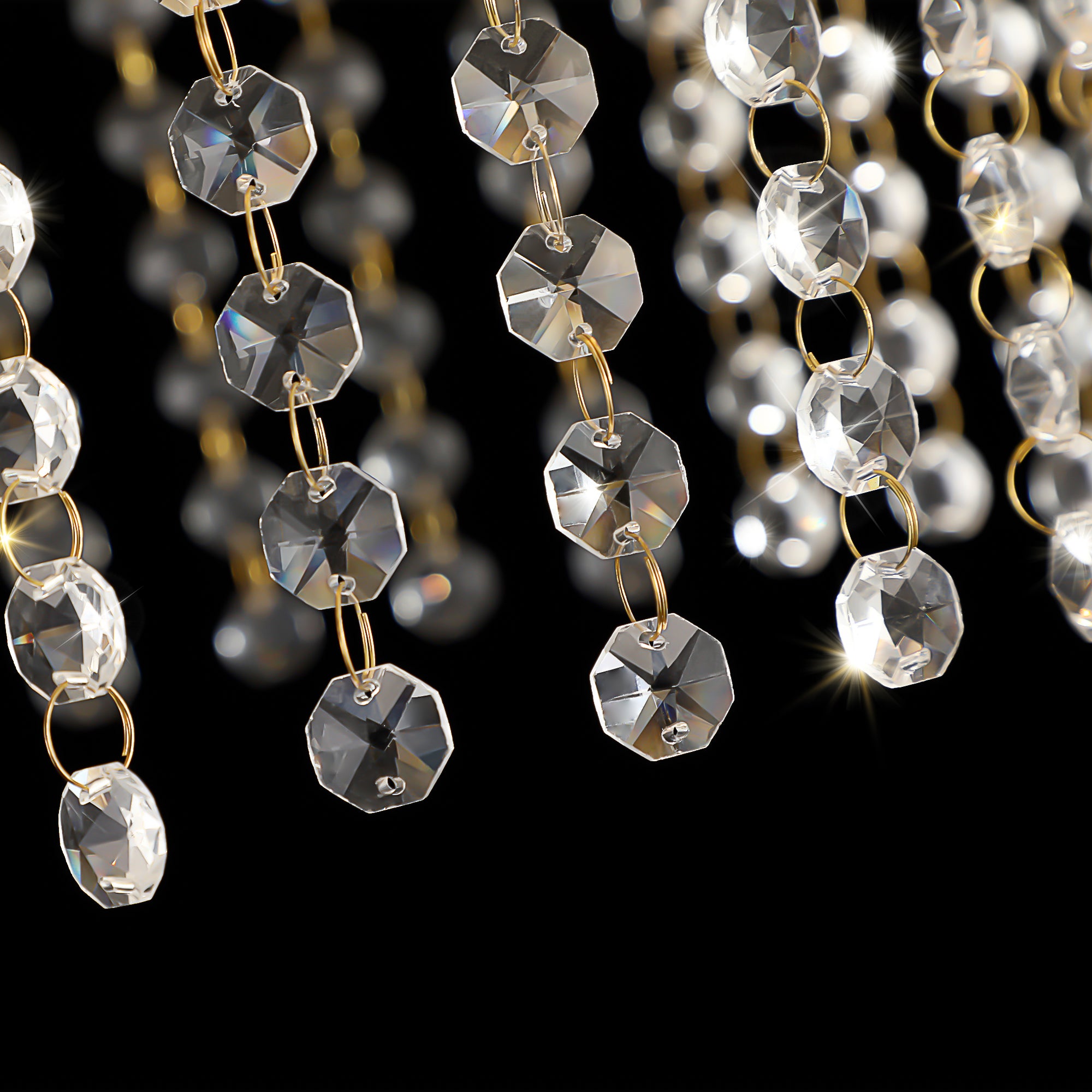 Lustre cascade en cristal à 8 lumières de 23,6 po de large