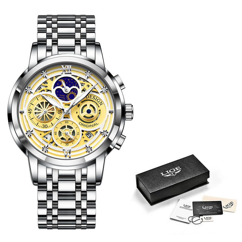 Montre à quartz pour homme, squelette, nouveau concept, étanche, multifonctionnelle