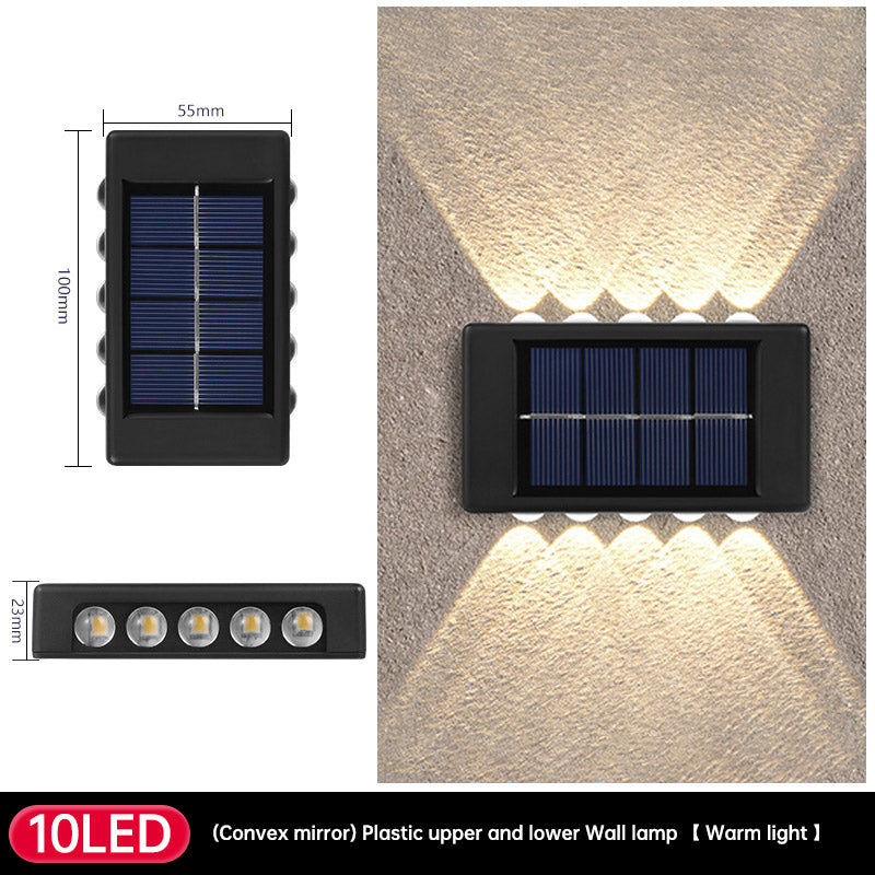 Solar Dual Head Wall Lamp, Outdoor Courtyard Lamp, Waterproof, Outdoor Upper and Lower Emitting Wall Courtyard Lamp