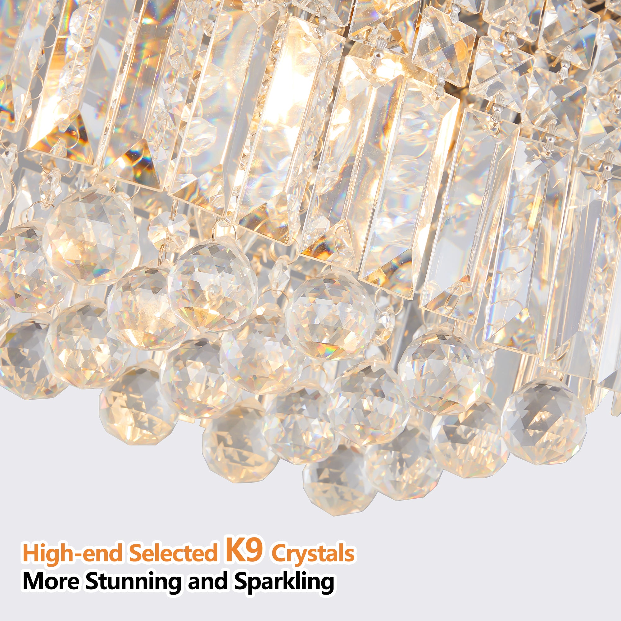 Lustre moderne en cristal pour salle à manger, 8 lumières, forme rectangulaire, blanc, forme goutte d'eau (L 99,4 x l 24,9 x H 22,1 cm) (ampoule non incluse)