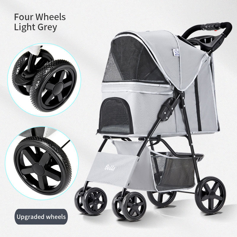 Chariot d'été léger pliable pour animaux de compagnie, chariot de voyage à quatre roues pour chiens