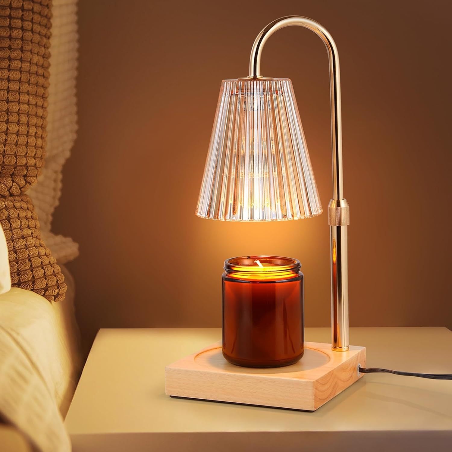 Nouvelle lampe de fusion de cire réglable et temporisée avec fonction d'éclairage à double usage, lampe chauffe-bougie d'aromathérapie simple et sans fumée
