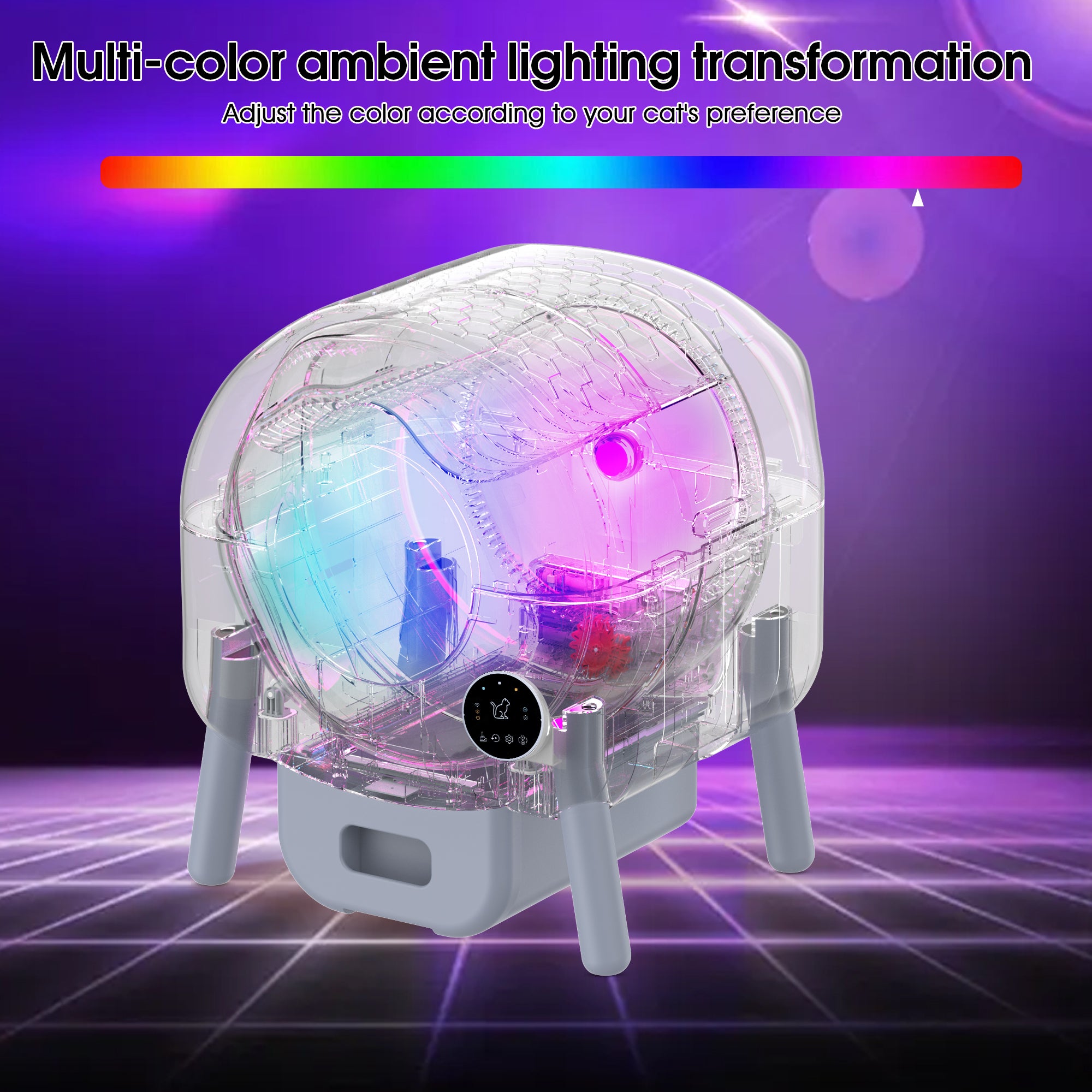 Bac à litière automatique intelligent pour chat, grande capacité, autonettoyant, avec fonction infrarouge/gravité/lumière ambiante (modèle B)