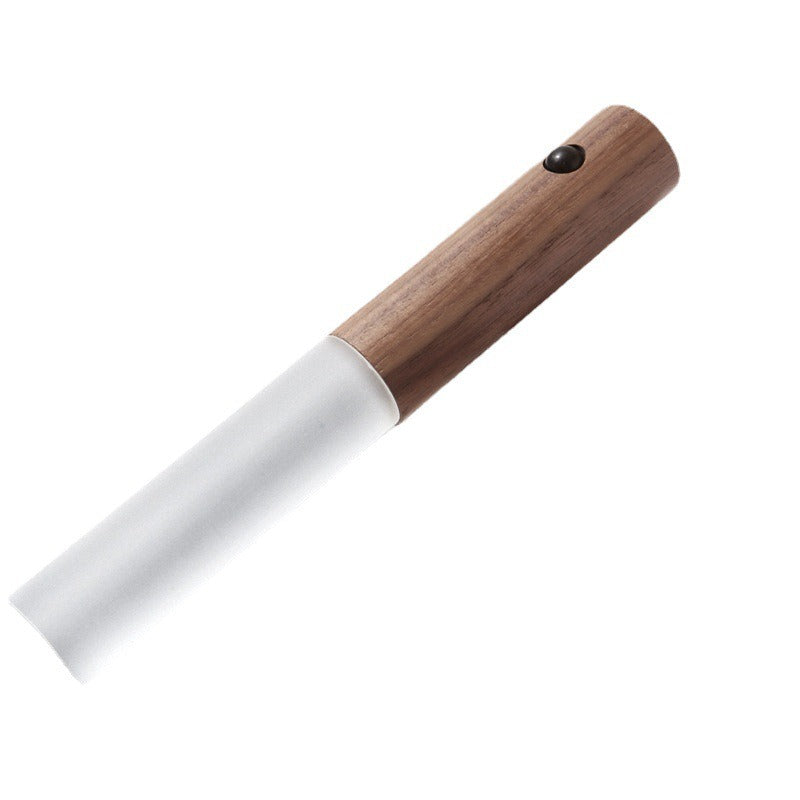 Lampe de table intelligente à capteur de corps humain, lampe de table domestique simple en grain de bois, lampe de nuit rechargeable par USB pour chambre à coucher et couloir