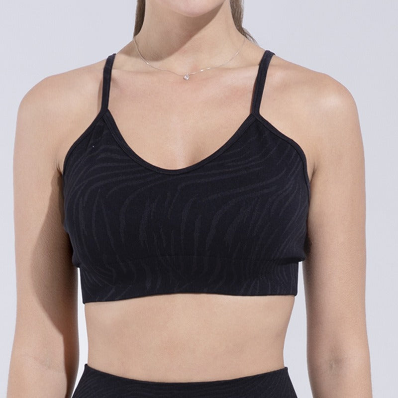 Ensemble de yoga sans coutures, haut à bretelles antichoc, manches courtes, taille haute, pantalon de fitness, ensemble quatre pièces