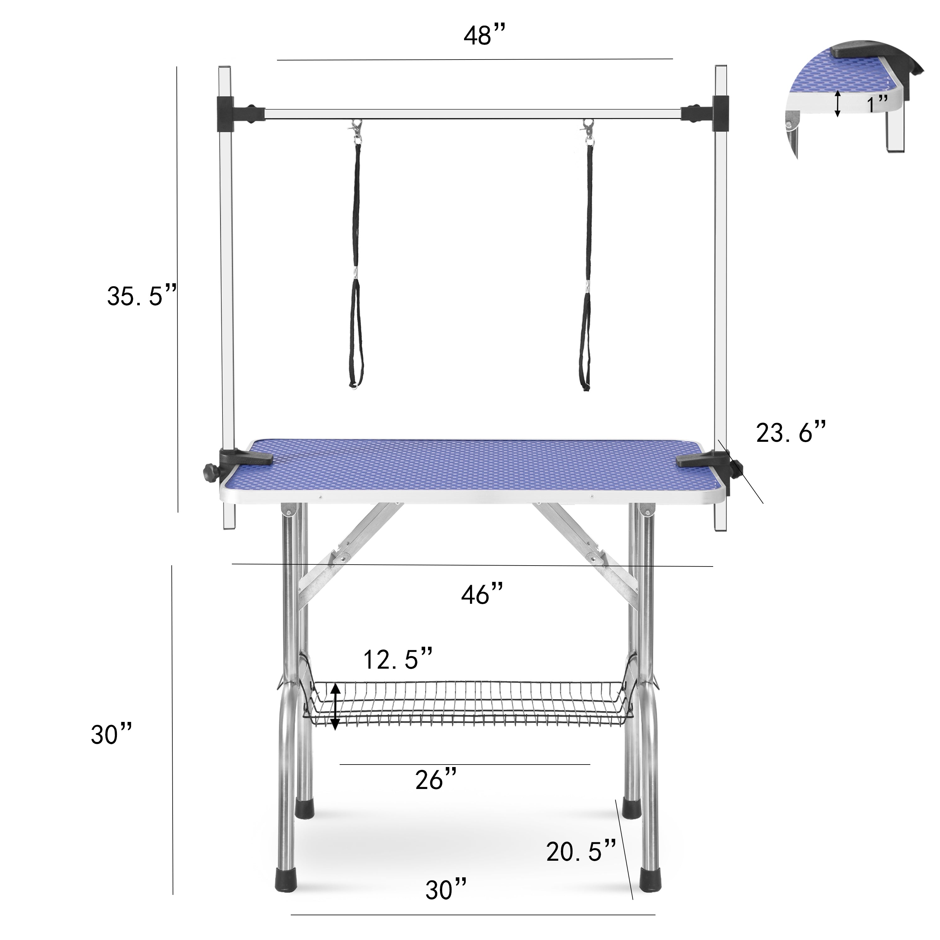 Table de toilettage grande taille 46" pour chien et chat avec bras réglable et pinces Grande table de toilettage robuste pour animaux