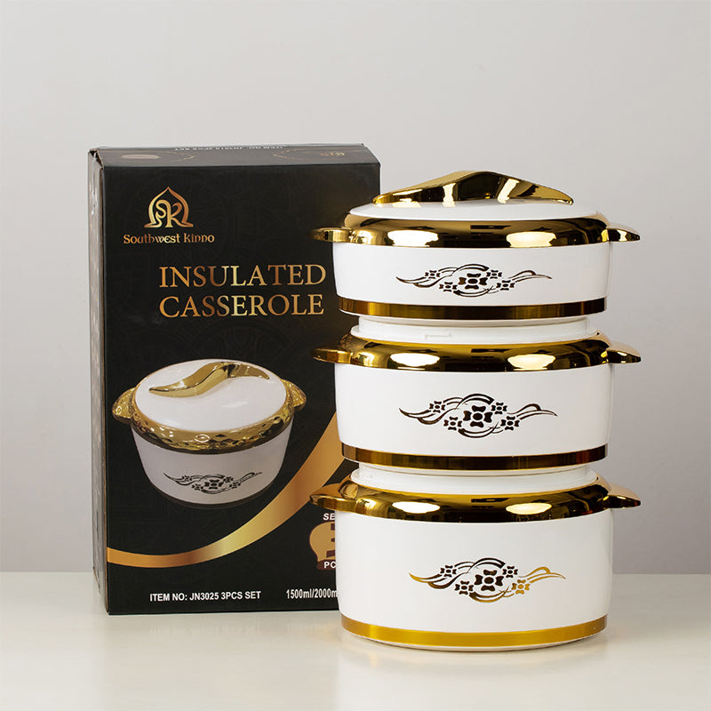 3-Piece Insulated Food Container Set (1.5L, 2L, 2.5L) - Ideal for Ramadan Celebrations, Weddings, Family Gatherings & More