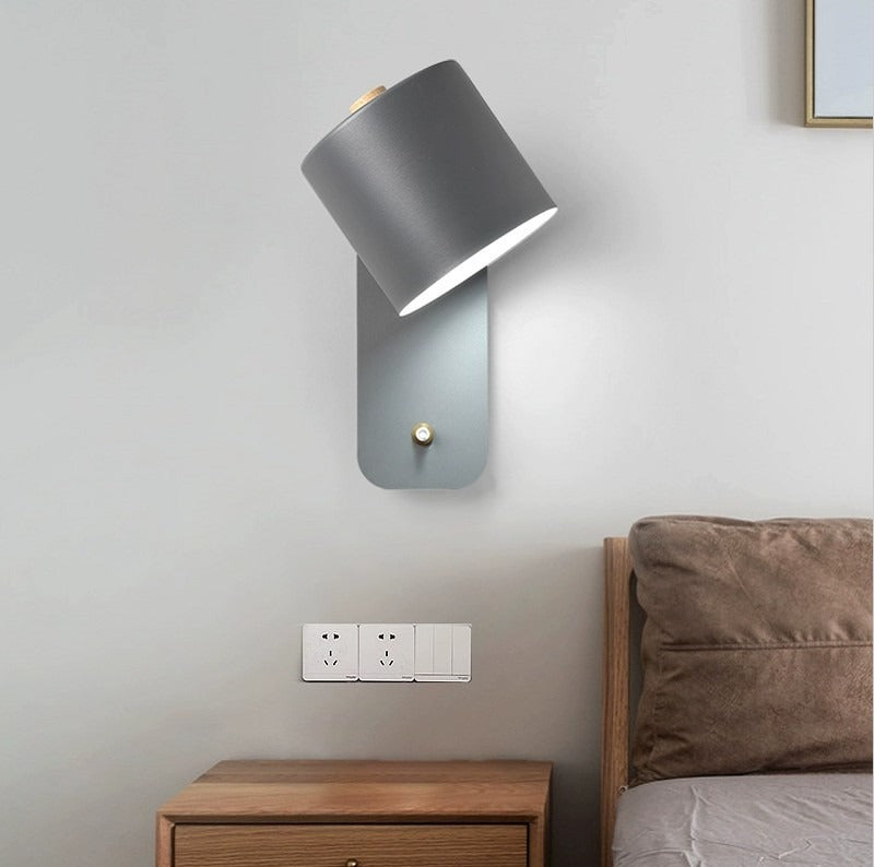 Lampe de chevet nordique pour chambre à coucher, lampe murale pour bureau, salle à manger, couloir avec interrupteur, lampe murale macaron LED, lampe murale minimaliste