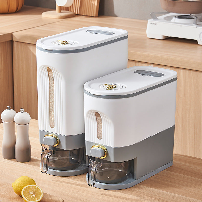 Sandwich Type Household Rice Bucket Sealed Insect Proof Moisture-Proof Narrow Edge Grain and Miscellaneous Grain Storage Bucket Press Type Rice Storage Box Rice Jar