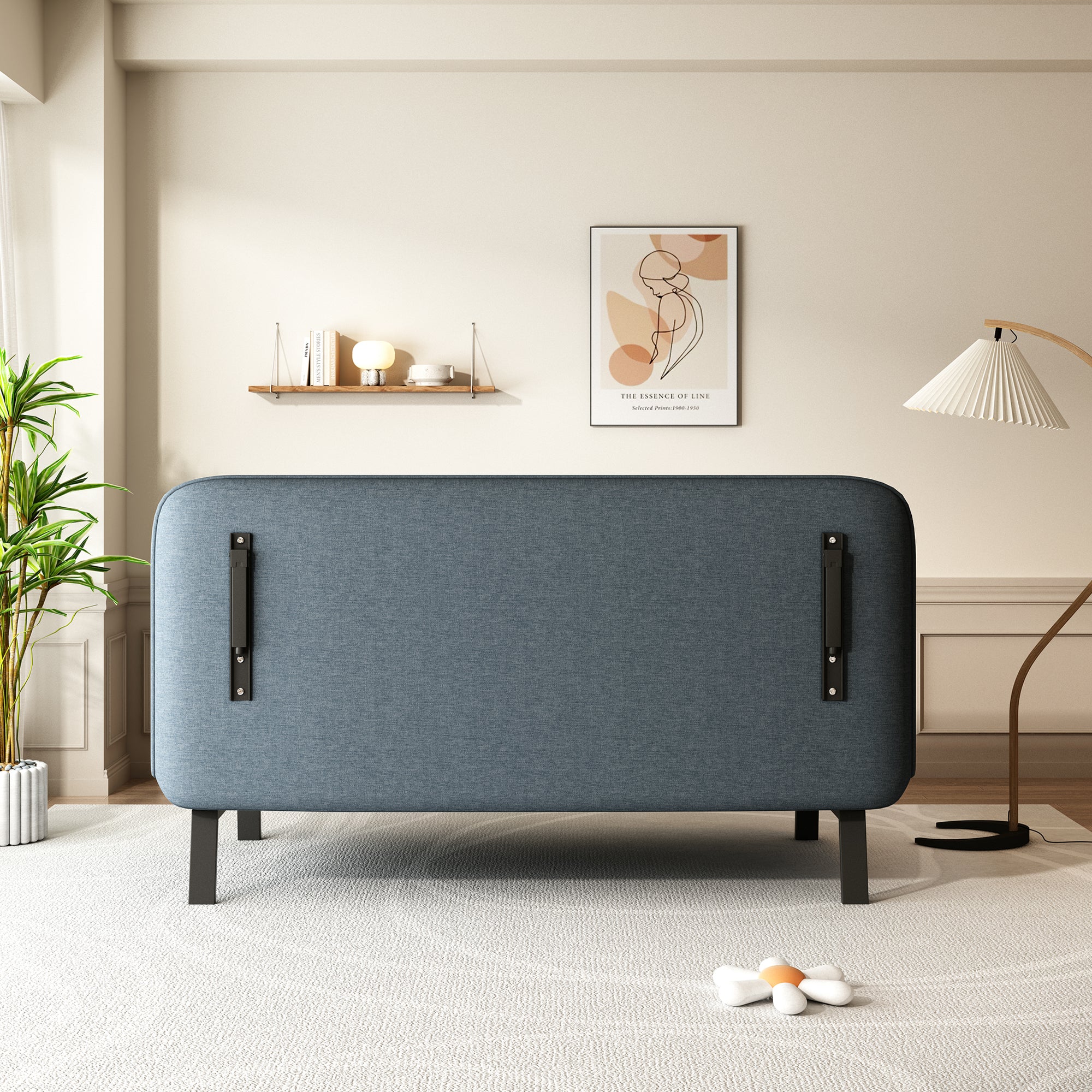 Fauteuil-lit convertible de 55 pouces, canapé-lit pliable en trois parties avec dossier réglable et oreiller