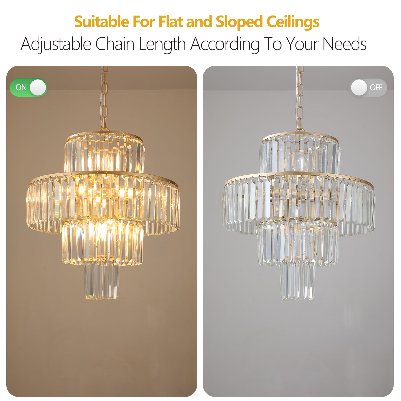 Lustre en cristal de luxe, lustre moderne, luminaire suspendu, diamètre 19,7 pouces