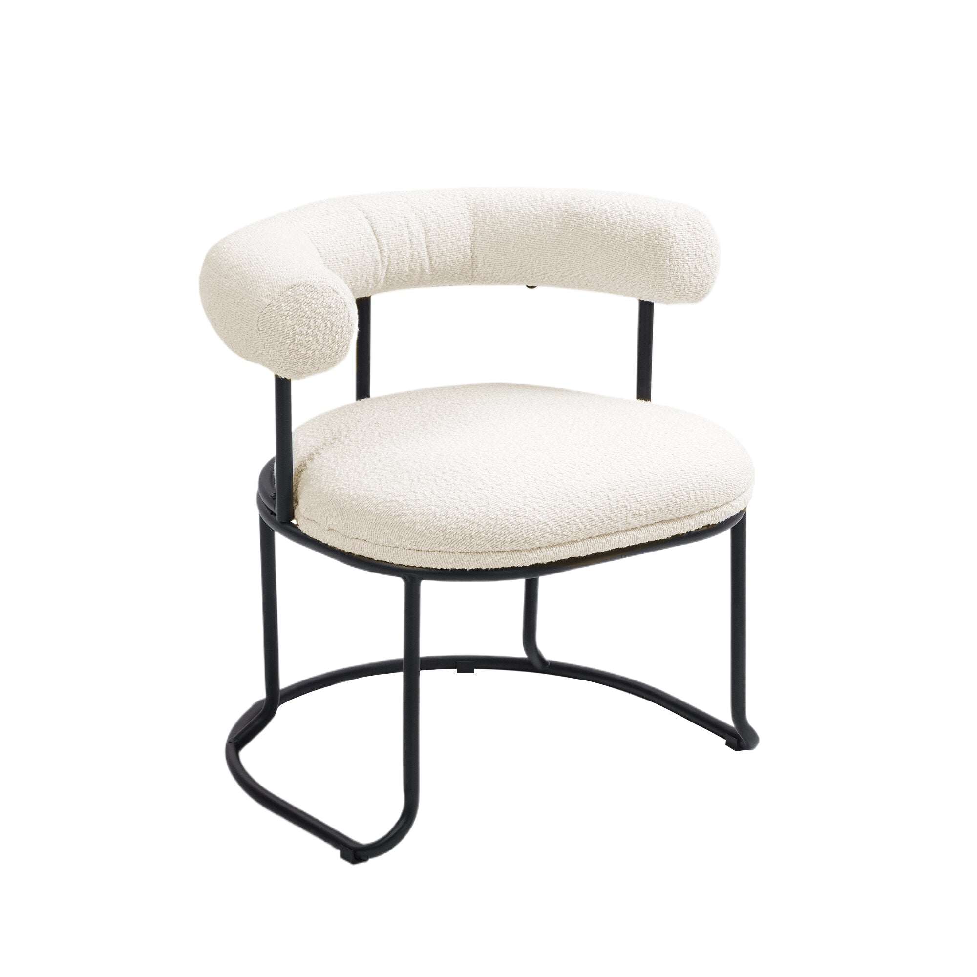 Ensemble de deux chaises de salle à manger COOLCOOL Boucle, chaise médiévale moderne à dossier incurvé, coussin rond (Boucle beige)