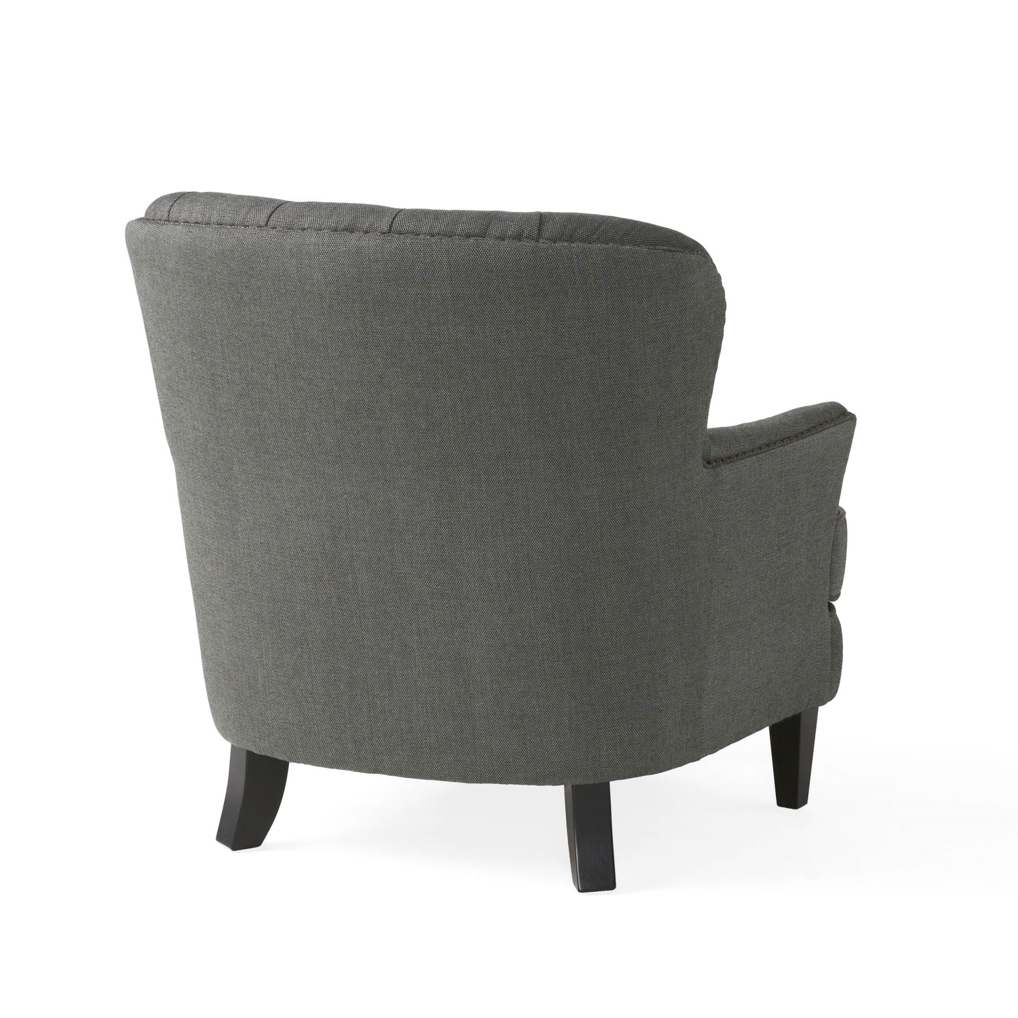 Ensemble de fauteuil club et ottoman en tissu gris moderne, fauteuil rembourré élégant, associé à un style ottoman