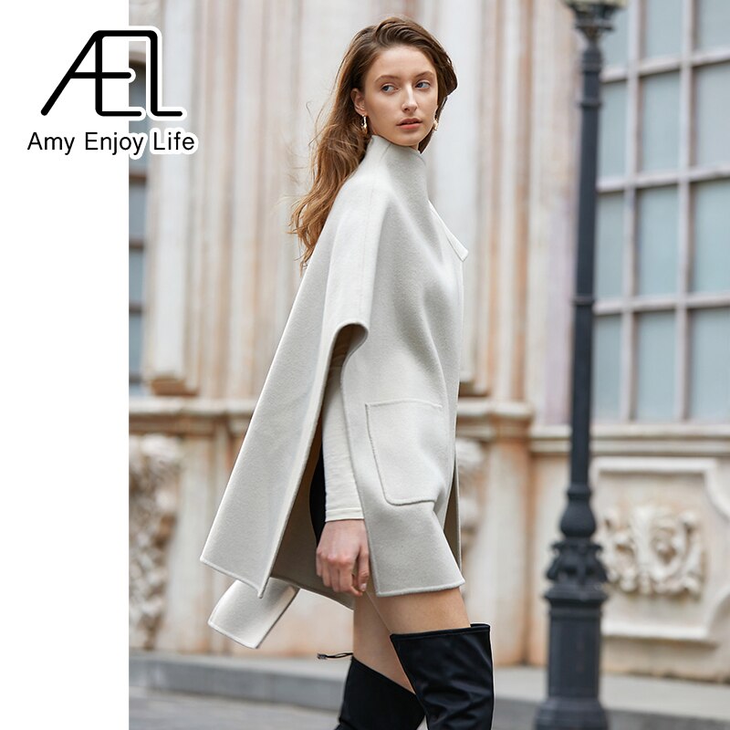 Manteau en laine ample et irrégulier pour femme, style streetwear, collection automne-hiver