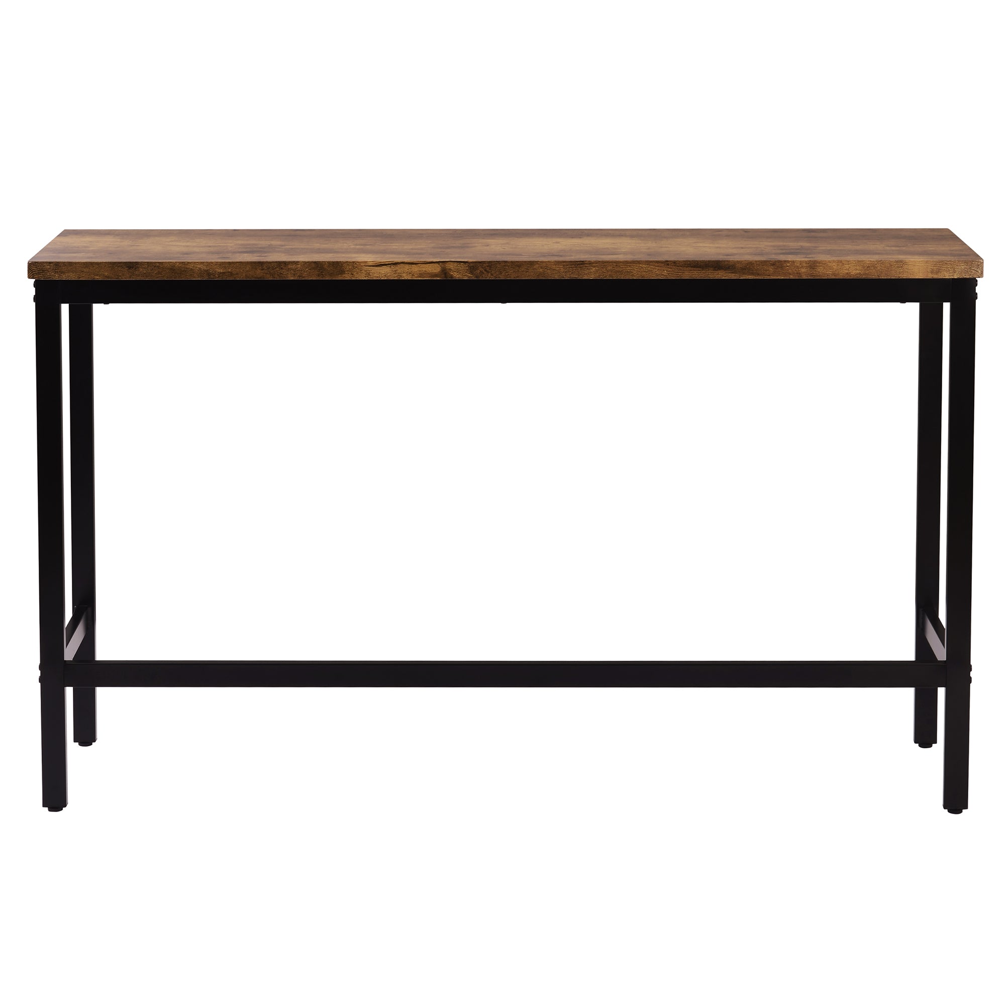Ensemble de table à manger extra longue à hauteur de comptoir TOPMAX avec 3 tabourets, ensemble de cuisine de pub, table d'appoint avec repose-pieds, marron