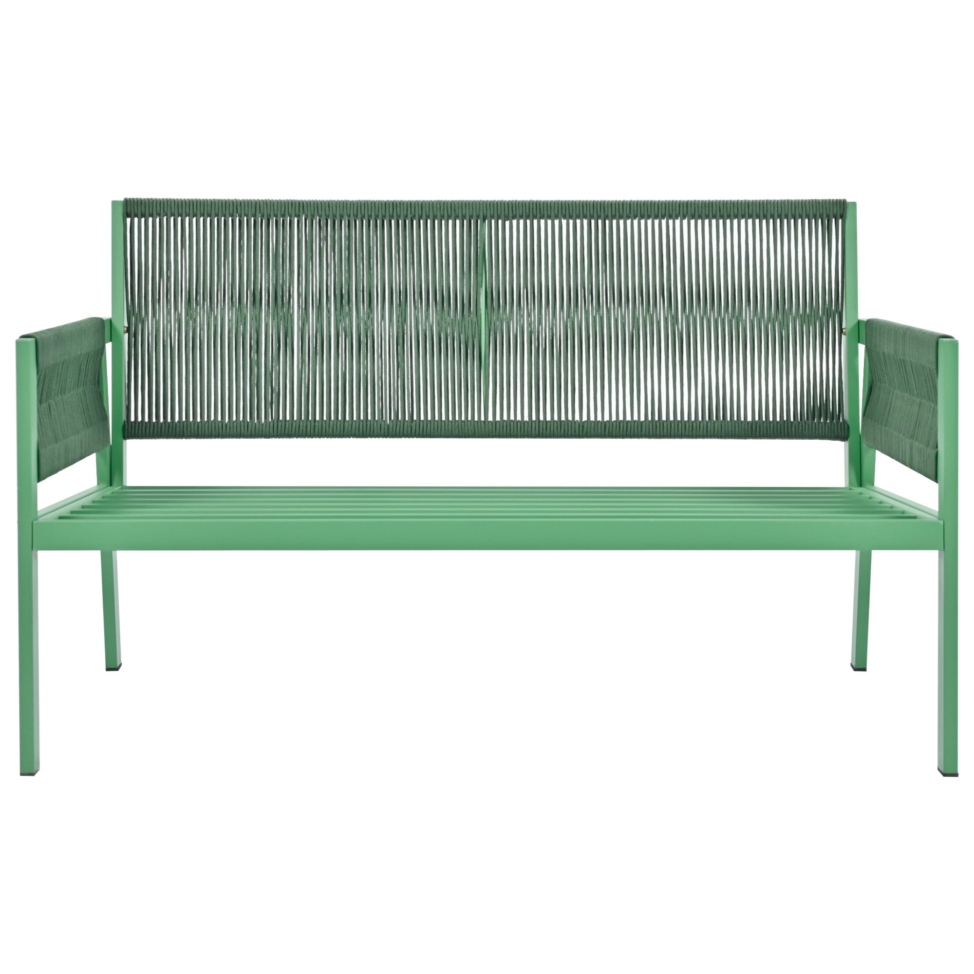 Outdoor Furniture with Tempered Glass Table, Set Deep Seating with Thick Cushion (Fluorescent Yellow & Green)