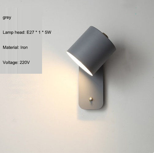 Lampe de chevet nordique pour chambre à coucher, lampe murale pour bureau, salle à manger, couloir avec interrupteur, lampe murale macaron LED, lampe murale minimaliste