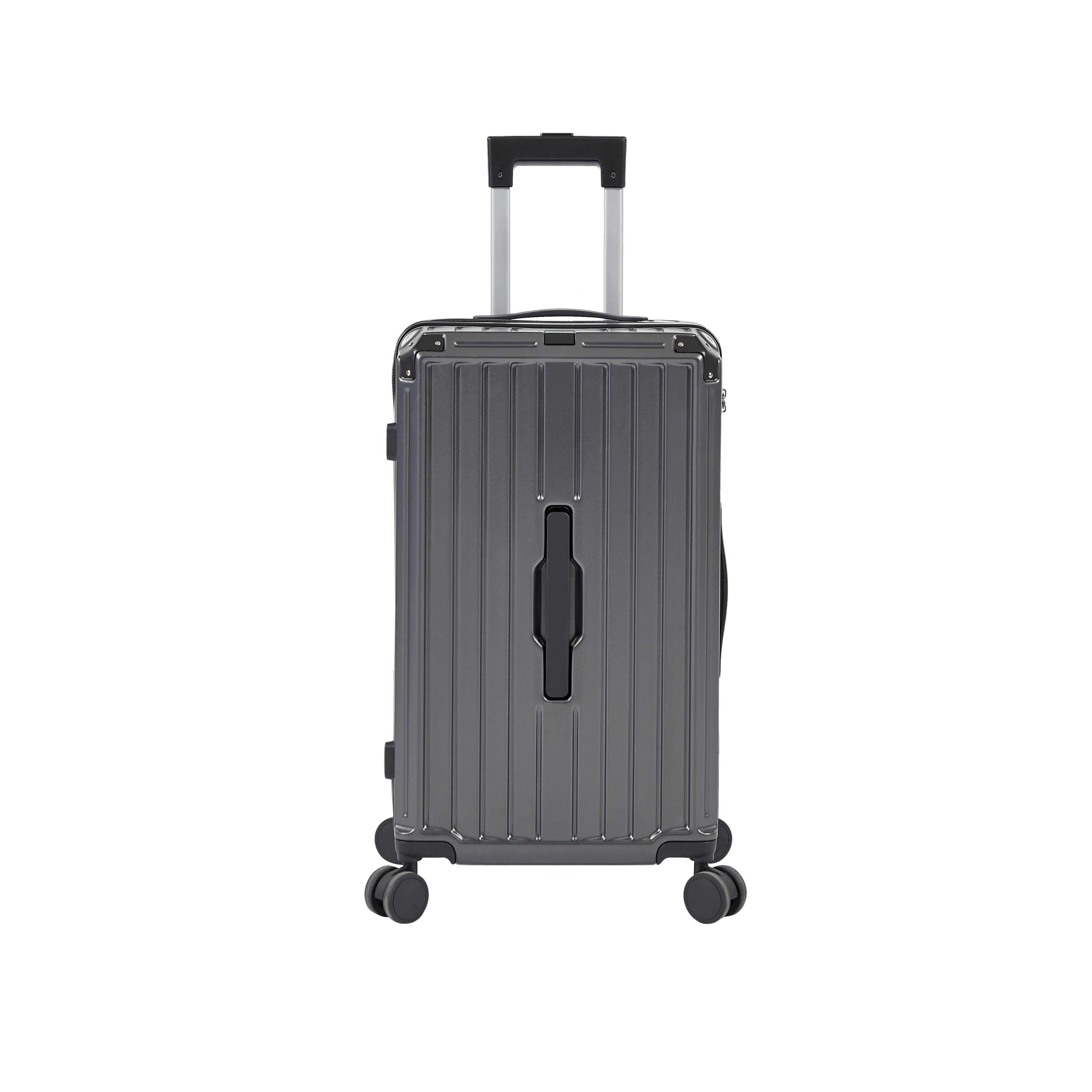 Ensemble de 4 valises (50, 61, 73, 74 cm, sac de voyage), valises légères et résistantes en PC et ABS avec porte-gobelet pliable, serrure TSA, gris