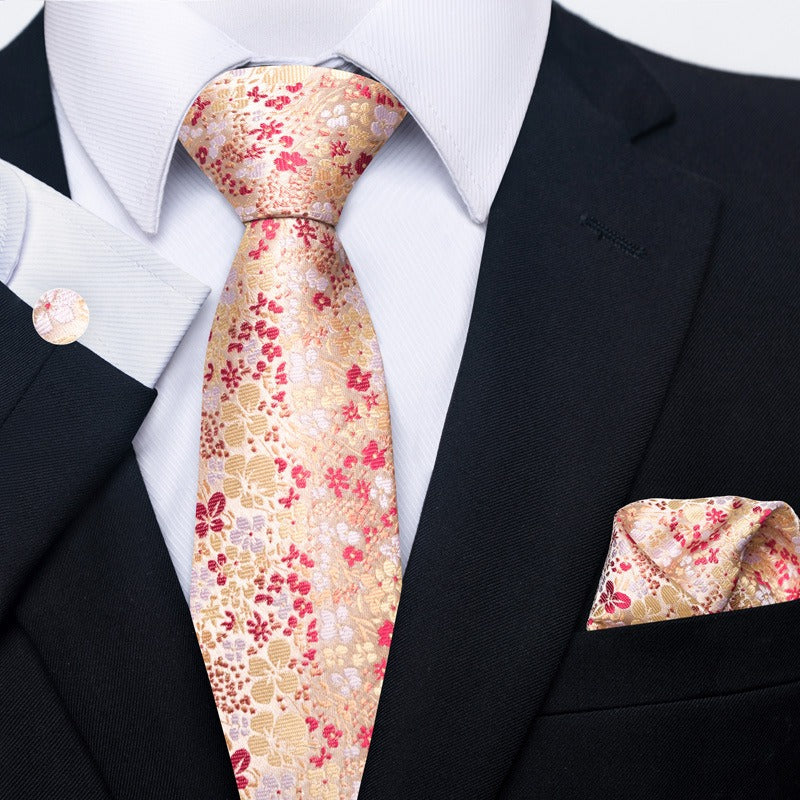 Ensemble de cravate, serviette de poche, boutons de manchette et cravate de costume de mariage pour homme à motifs cachemire