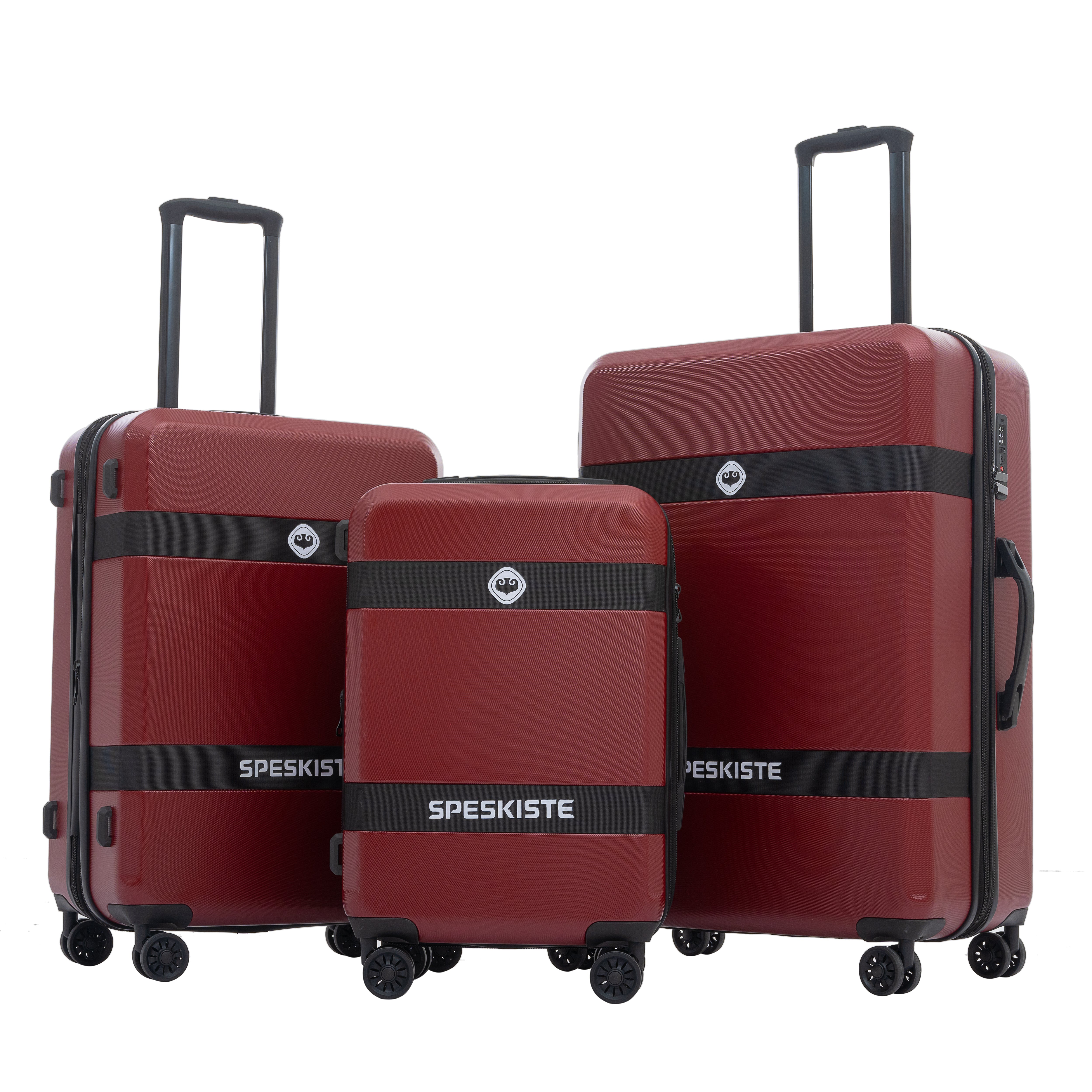 Ensemble de bagages extensibles, nouveau modèle, ABS et PC, 3 pièces, avec roulettes pivotantes, serrure TSA légère (20/24/28), rouge