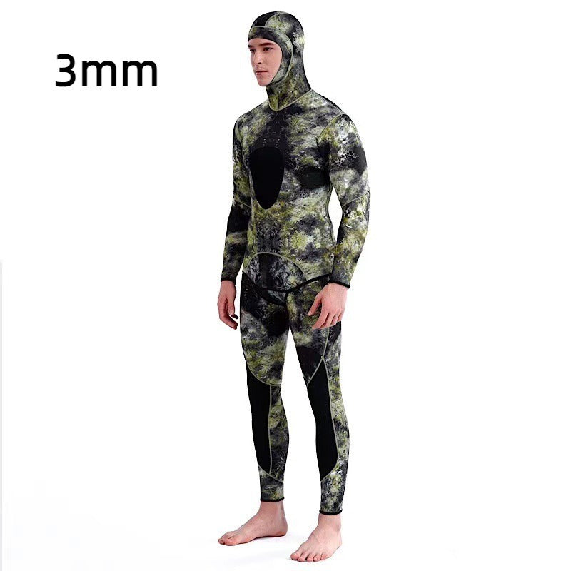 Combinaison de plongée en caoutchouc chloroprène 3MM pour homme, camouflage de chasse au poisson, combinaison de surf sans froid et chaud