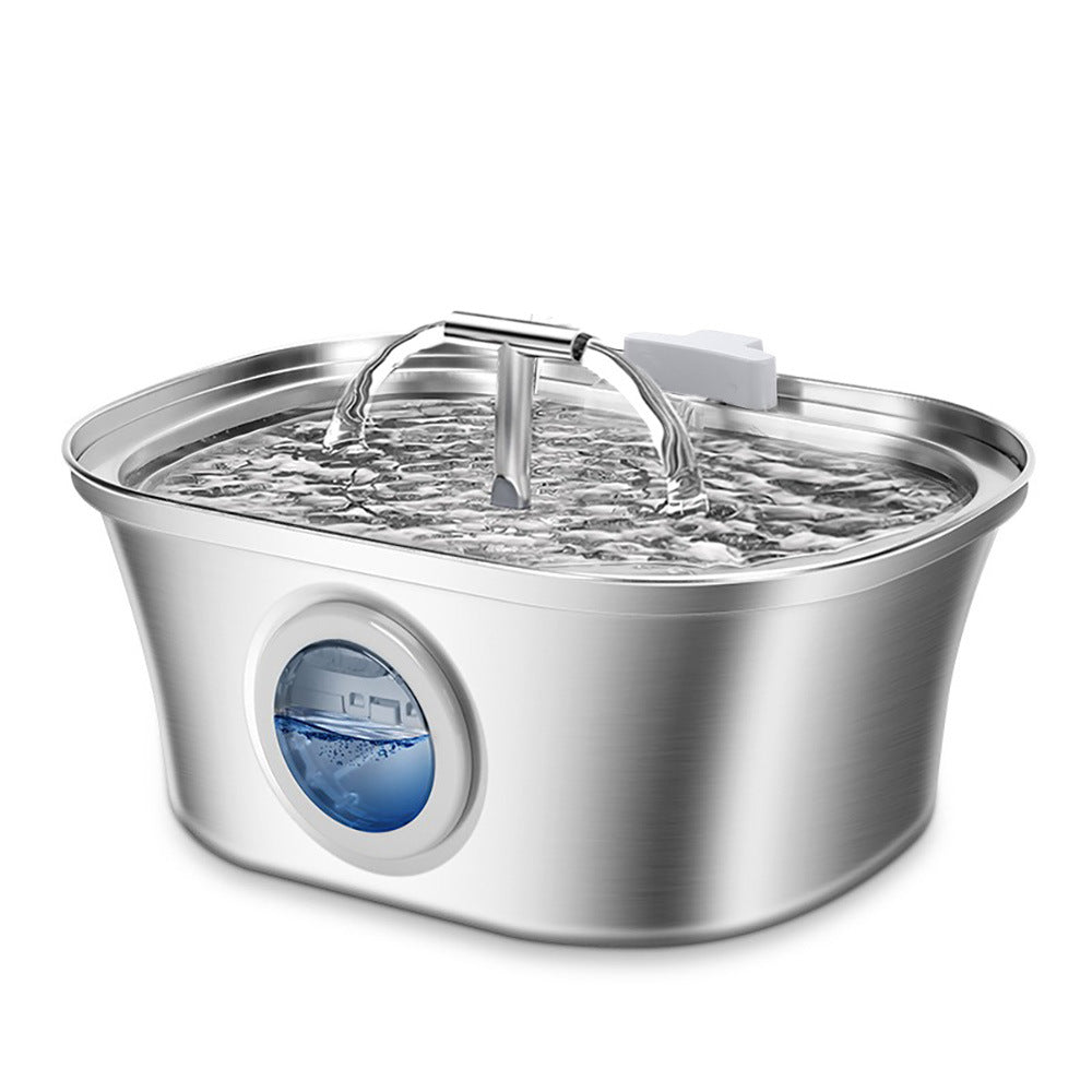 Fontaine à eau pour chat 3,2 L avec fenêtre de niveau d'eau, fontaine à eau automatique en acier inoxydable pour animaux de compagnie, distributeur d'eau pour chien, USB durable