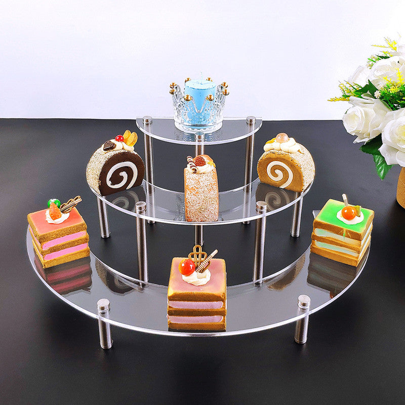 3 Layers Of Acrylic Cake Display Stand Cosmetics Round Dessert Display Stand Cake Stand