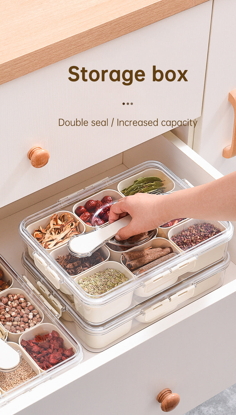 Boîte de rangement hermétique pour snacks avec compartiments pour 9 pièces, plateau à légumes en plastique avec couvercle et poignée